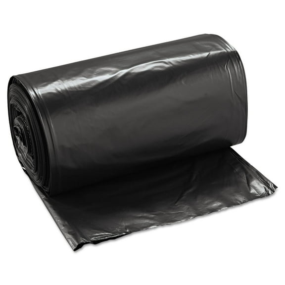 38 in. x 58 in. 60 gal. 1.6 mil Recycled Low-Density Polyethylene Can Liners - Black (100/Carton) 4 Rolls per Case, 25 Can Liners per Roll