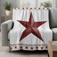 thumbnail image 2 of Western Star Blanket Soft Cozy Warm Throw Blanket for Couch, Plush Fuzzy Flannel Fleece Blankets for Sofa, Ethnic Country Red Stars White Wooden Plank Bed Blankets Lightweight Gifts for Men, 40"x50", 2 of 9