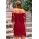 thumbnail image 2 of Vestido PRETTYGARDEN Mini Floral de Encaje Rojo Vino con Hombros Descubiertos M, 2 of 8