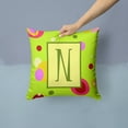 thumbnail image 2 of Carolines Treasures CJ1010-NPW1414 Letter N Initial Monogram - Green Decorative   Canvas Fabric Pillow 14Hx14W, 2 of 4