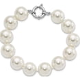 thumbnail image 4 of Sterling Silver S Majestik Rh-Pl 14-15mm Wht Imitat Shell Pearl Hand Knotted Brace (7.5 X 14) Made In Canada qmjb14w-7.5, 4 of 5