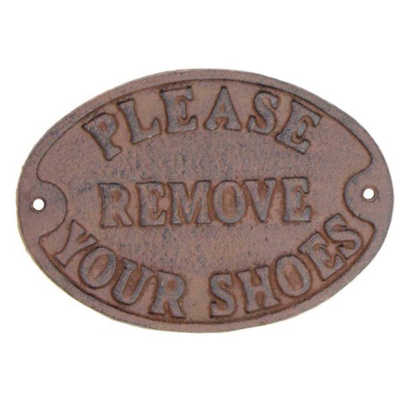 GSM Cast Iron Please Remove Your Shoes Sign