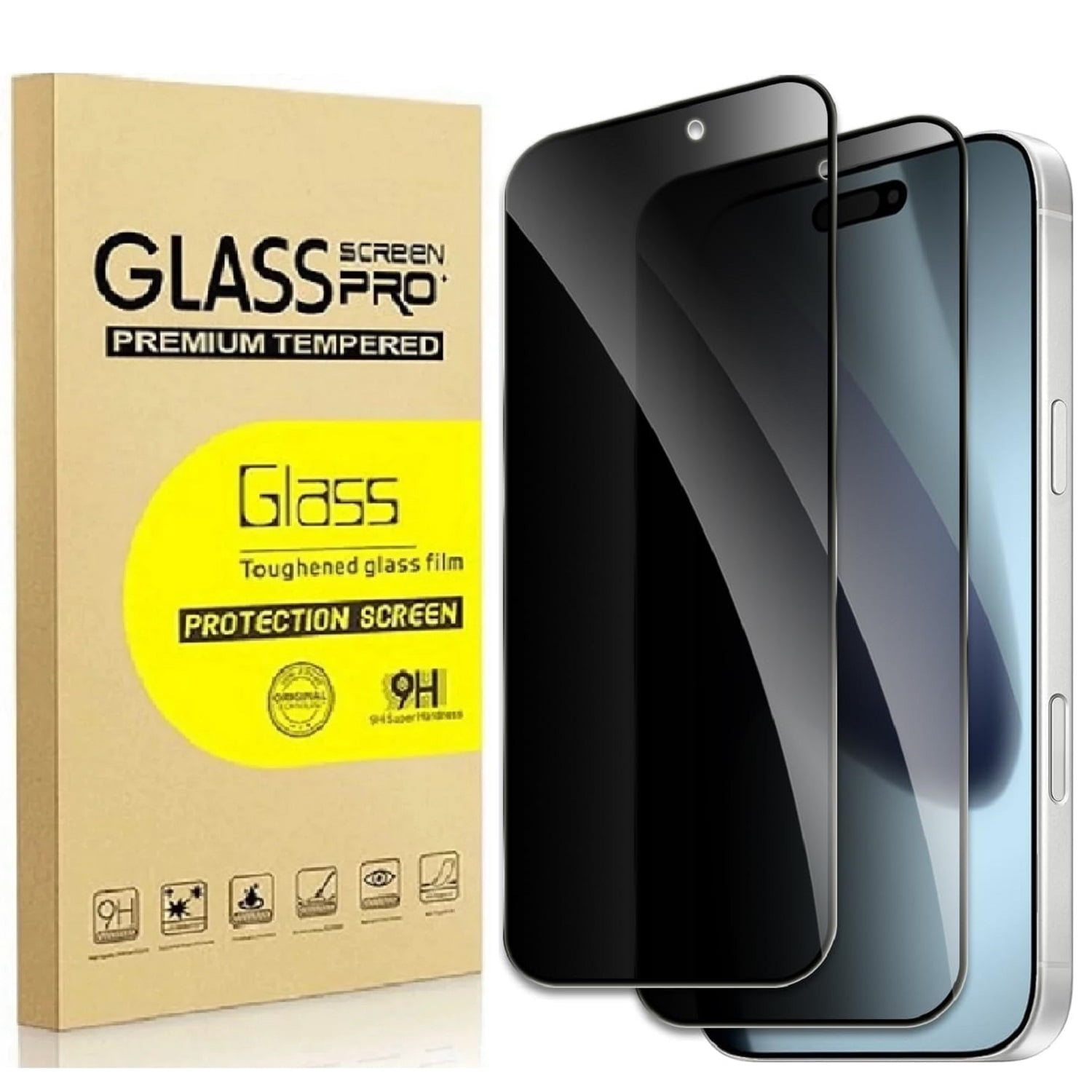 2 Pack for iPhone 17 Pro Max Screen Protector Privacy, 9H Anti-Spy Dark Tempered Glass Screen Protector, Easy Installation, Bubble Free