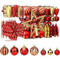 Alupssuc 106ct Christmas Balls Ornaments Set, Colorful Shatterproof Plastic Decorative Baubles for Xmas Tree Decor, Red & Gold