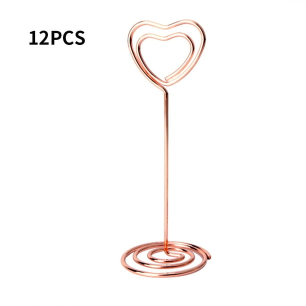 Soportes de número de mesa de 12 piezas Soportes de papel para tarjetas de metal Abrazaderas multiusos de papel de oficina para bodas, Dorado Inevent HA8821-02B