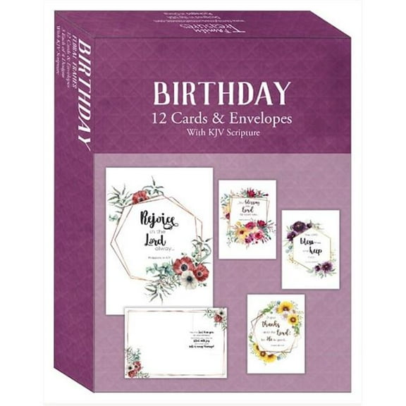 Family Treasures Wholesale 402816 Boxed Birthday Floral Frames Card - Pack of 12