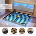 thumbnail image 5 of California King Floating Bed Frame with Charging Station&LED Lights, LED California King Size Metal Platform Bed with Storage Headboard, No Box Spring Need, Gray, 5 of 7