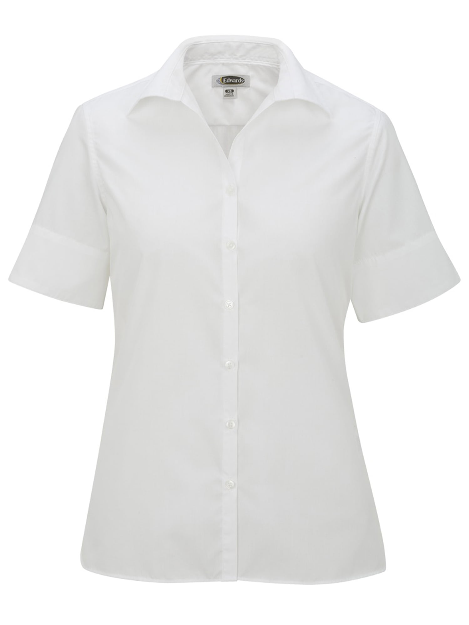 Ed Garments Women's Short Sleeve Poplin Shirt, WHITE, XX-Small ...