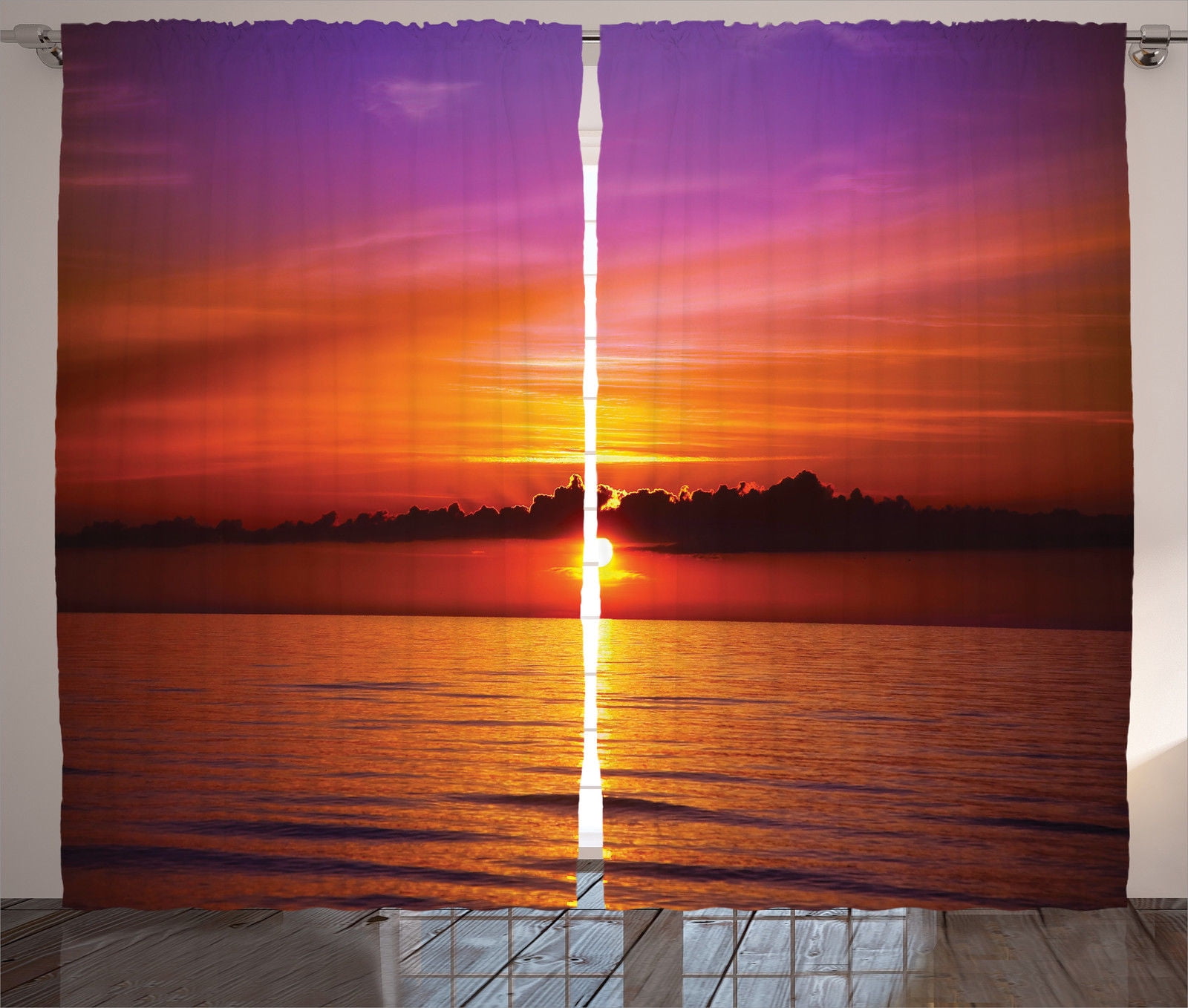 Sunset Reflected Sea 3D Curtains Blockout Photo Printing Curtains Drape Fabric 