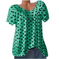 thumbnail image 2 of Hauts d'Été pour Femmes Chemises à Manches Courtes d'Été pour Femmes Tunique Décontractée Imprimée Col en V Chandail Chemise Blouse Chemises à Manches Courtes pour Femmes Tendance en Liquidation, 2 of 7