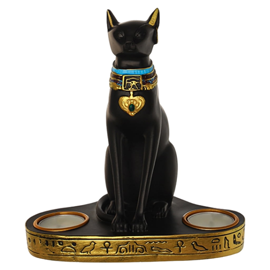 Sculpture Bastet Cat Goddess Black Gold Decorative Statue Egypt Egyptology 14 cm 
