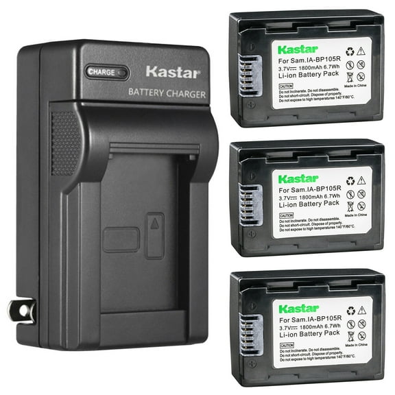 Kastar 3-Pack Battery and AC Wall Charger Replacement for Samsung HMX-H303UN, HMX-H304, HMX-H304BN, HMX-H304SN, HMX-H304RN, HMX-H304UN, HMX-H305, HMX-H305BN, HMX-H305SN, HMX-H305RN, HMX-H305UN