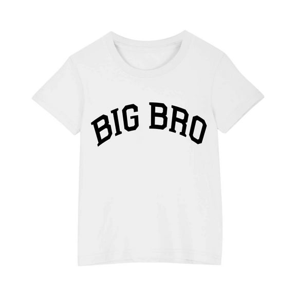 AHTJRT Big Brother Shirt for Boys Short Sleeve Crewneck Tees Funny Sibiling Anouncement T-Shirt Family Daily Lounge Streetwear Tops White 5 Years