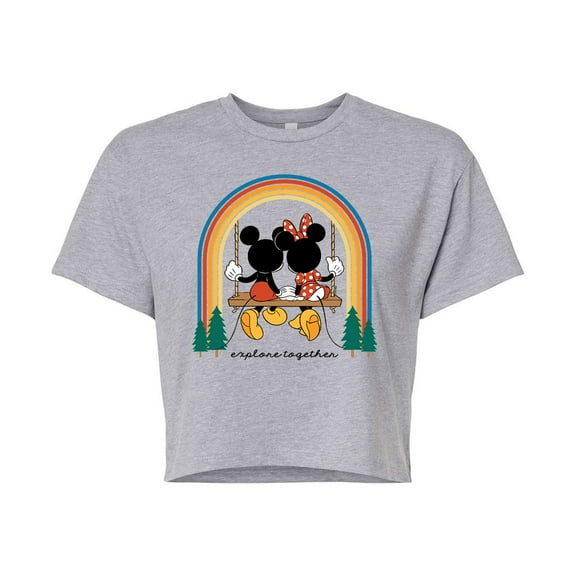 Mickey & Friends - Explore Together - Juniors Cropped Cotton Blend T-Shirt