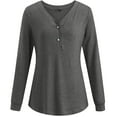 thumbnail image 4 of Women Blouses Thermal Ladies Underwear Neck Thermal Long Cute Tops Casual Tunic Tops Short Sleeve Blouse Women Splicing plus Size Tees for 3x Casual Solid Blouse Summer Shirts Womens Grey 2XL, 4 of 6