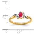 thumbnail image 3 of 14K Yellow Gold Ring Band Gemstone Ruby Marquise Red Diamond Round, Size 9, 3 of 3