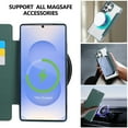 thumbnail image 3 of Wallet Case for Samsung Galaxy S25 Ultra with Card Holder, Stylish Shockproof PU Leather Magnetic Business RFID Blocking Magnetic Ring Holder Stand Anti-Scratch Clear Back Flip Clear Cover, Green, 3 of 7