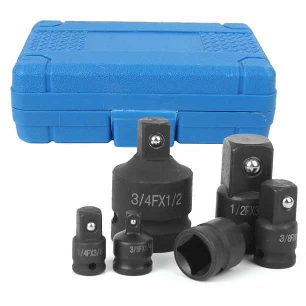 Juego de 6 adaptadores reductores y convertidores de vasos de impacto de 1/2 pulg., 1/4 pulg., 3/8 pulg. y 3/4 pulg.