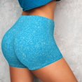 thumbnail image 4 of Fotbe Sky Blue Glitter Shorts Sin Costuras – Shorts Deportivos de Cintura Alta para Mujer, Elásticos para Gimnasio, Yoga, Running o Ciclismo-Large, 4 of 8