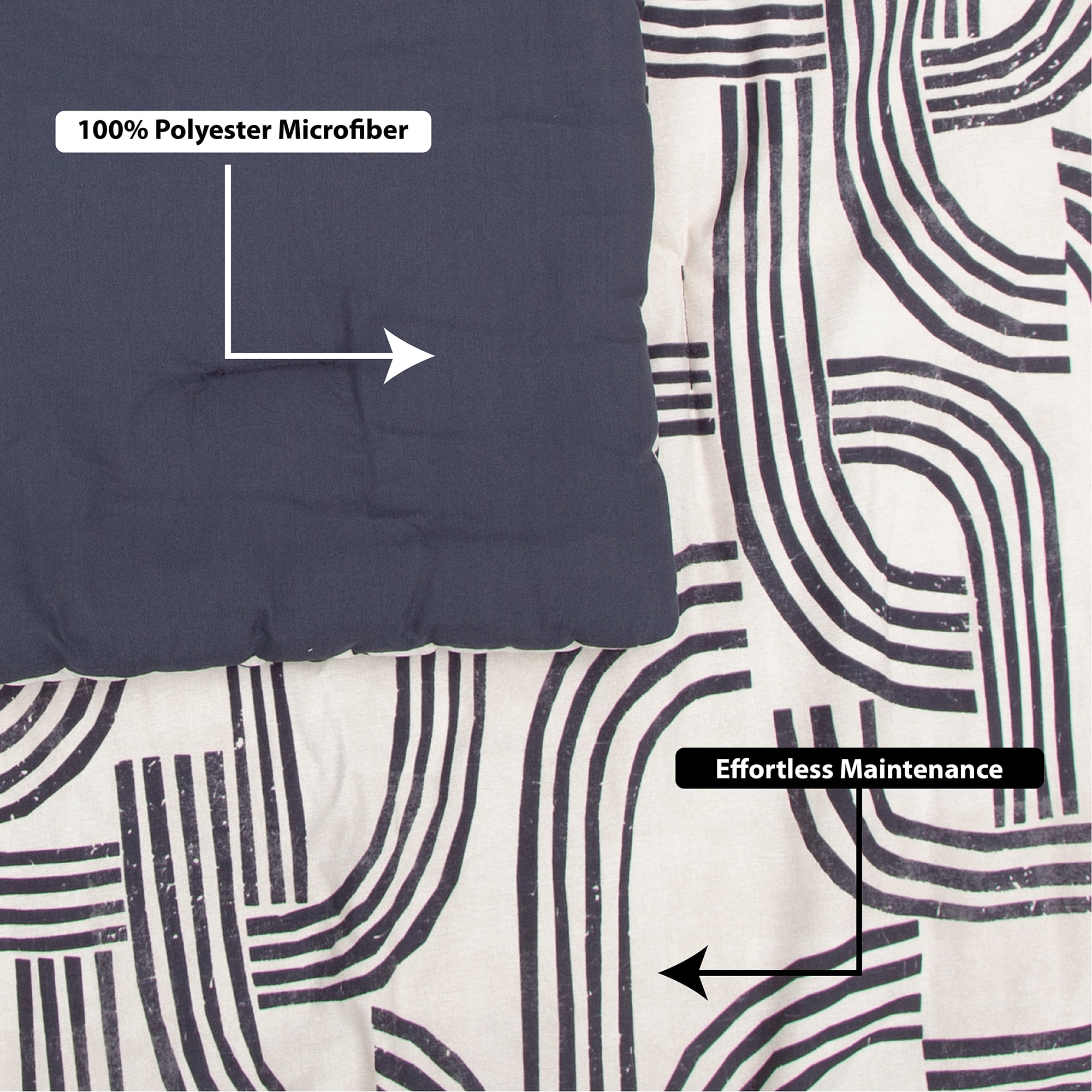 Mainstays 11-Piece Bed-in-a-Bag Comforter Set with Sheets, Black Arch, Queen