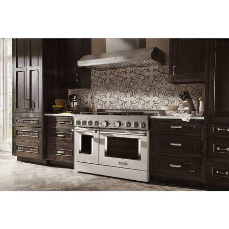 KitchenAid - 6.3 Cu. Ft. Slide-In Double Oven Gas True Convection Range with Self-Cleaning and Griddle - Milkshake
