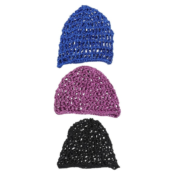 Minkissy 3Pcs Mesh Sleeping Bonnet Set with Assorted Colors, Stretchable Crochet Design for Women, Comfortable Home Use