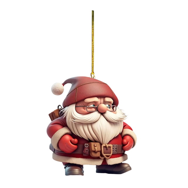Fiudx Colgante de Papá Noel, Impresión a Doble Cara, Decoración Acrílica, Adorno para Árbol de Navidad, Accesorio para Funda de Coche, Alegría Festiva, Regalo Especial, 1 Colgante Por Juego