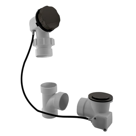 Westbrass D50P27BJ-12 27" Cable Drive Standard Bath Drain Trim Kit with Rotary Overflow Cover Knob on a Ball Joint Elbow, Pop-Up Stopper and Sch. 40 PVC Fittings, Oil Rubbed Bronze