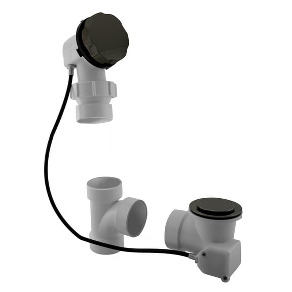 Westbrass D50P27BJ-12 27" Cable Drive Standard Bath Drain Trim Kit with Rotary Overflow Cover Knob on a Ball Joint Elbow, Pop-Up Stopper and Sch. 40 PVC Fittings, Oil Rubbed Bronze
