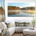 thumbnail image 1 of Lake Autumn Foliage Fog Panorama - Modern Seascape Canvas Artwork, 1 of 3