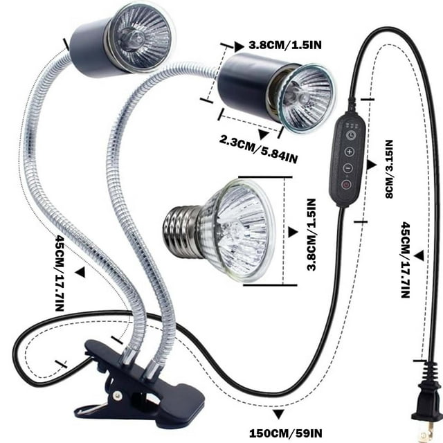 Lampe Chauffante pour Tortue, Supplément de Calcium, Lampe Double Tête pour Escalade d'Animaux