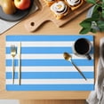 thumbnail image 2 of Blue Striped Placemats Set of 6 Modern Simple Monochrome Geometric White Place Mats Indoor Wipeable Table Mats Washable Cloth Dining Table Placemats for Kitchen Holiday Party Home Decor 13x19 Inch, 2 of 9