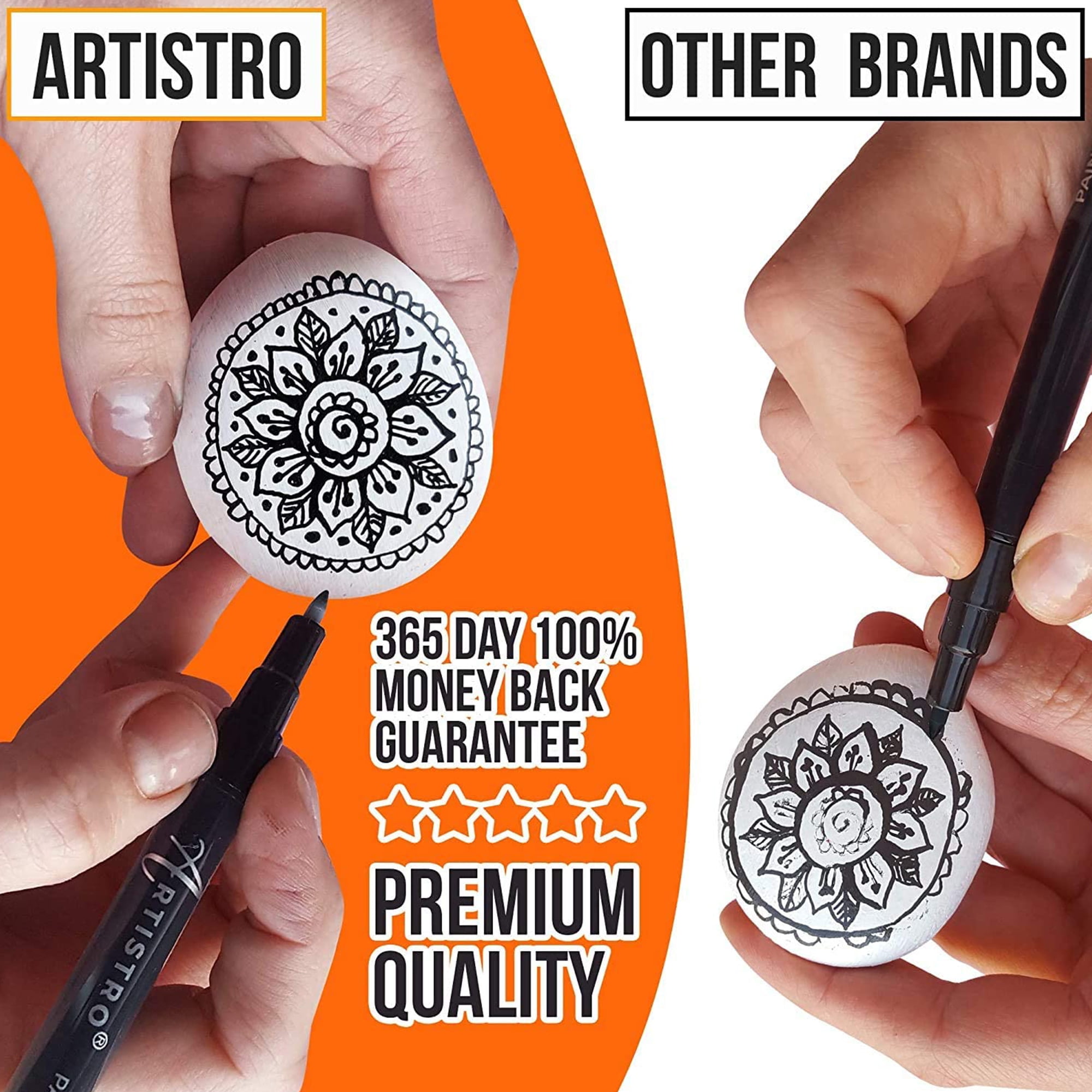 Buy ARTISTRO 5 White Acrylic Paint Pens Extra Fine Tip and 5 Black