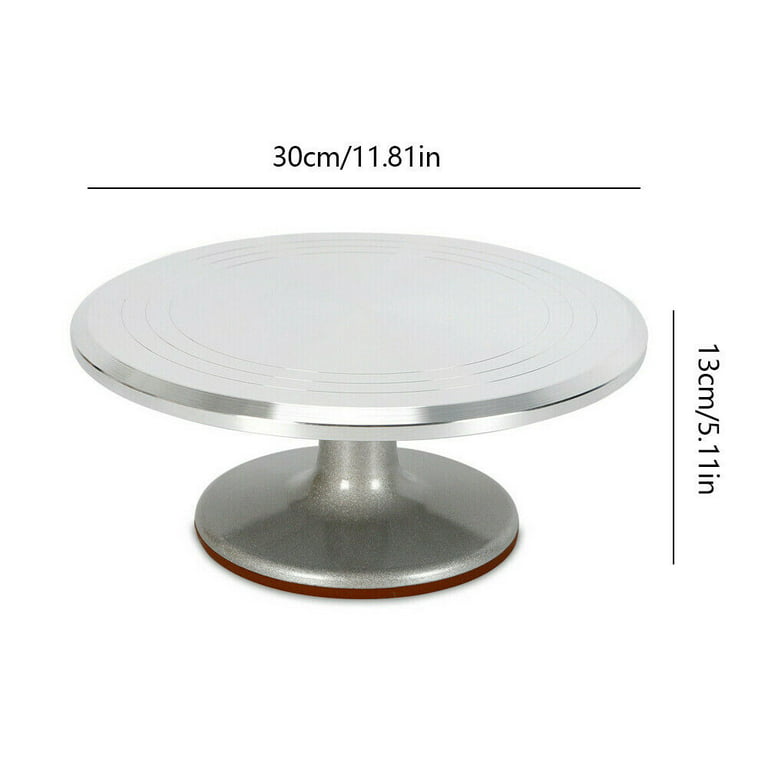 Decorating Swivel Turntable Cake Display Plate 12 inch Revolving Rotating Cake Stand, Size: Item Height 5.2inch(13cm) Item Width 12 in, Silver
