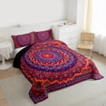 thumbnail image 3 of Manfei Bohemian Mandala Queen Comforter Set 3 Pieces for Girls Women, Hippie Floral Flower Bedding Sets, Red Purple Bedding Comforter Set, Luxury Bedroom Decor, 3 of 8