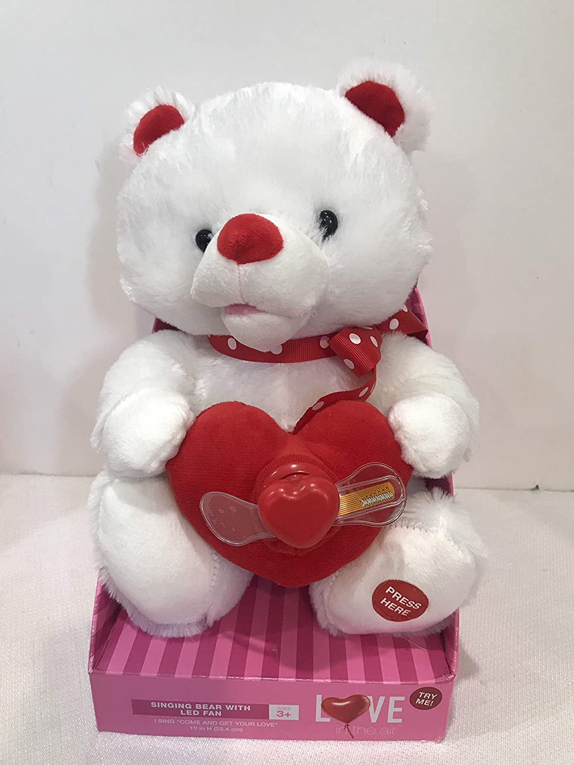 Stuffed Plush Singing Animal Holding Heart with LED Fan Message Dog Singing I Want You Back Be Mine LED Message 
