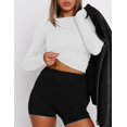 thumbnail image 2 of Crop Workout Tops for Women Pack Summer Short Sleeve Gym Athletic Compression Shirts Cute Tight Basic Tops Tee, 2 of 6