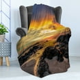 thumbnail image 4 of Beach Soft Flannel Fleece Throw Blanket, Colorful Majestic Sunrise Sky over Ocean with Rock Calm Seacoast Photo, Cozy Plush for Indoor and Outdoor Use, 50" x 70", Blue Orange Cream, by Ambesonne, 4 of 5