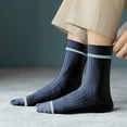 thumbnail image 2 of Clearance Sale Ukumplol Mens Socks Wool Socks Mens 1 Pairs Male Casual Striped Socks Solid Breathable Middle Socks Stocking Stuffers for Adults Men Navy One Size, 2 of 4
