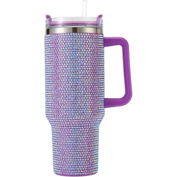 Lashicorn 40 oz Purple Rhinestone Insulated Tumbler