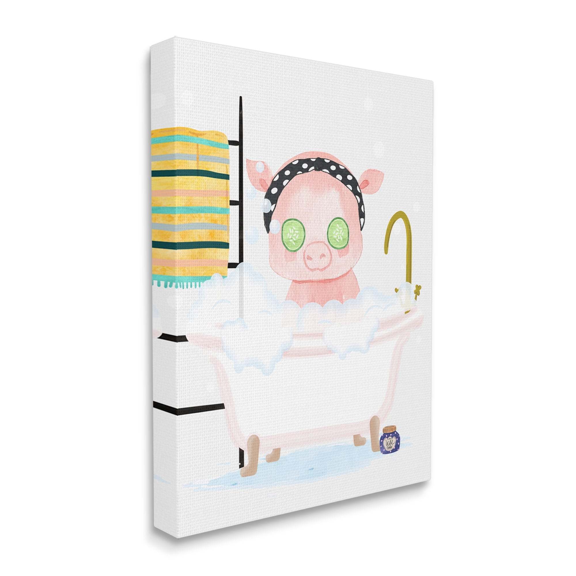 Stupell Industries Children's Pink Pig Bubble Bath Cute Bathroom, 24 x 30,Design by Erica Billups