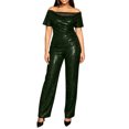 thumbnail image 6 of Ihhxva Women's 2 Piece Outfits off Shoulder Jumpsuit Set Summer Fit Sparkle Wide Leg Glittery Sequin Evening Party Stretchy Flowy Casual S-3XL, 6 of 9
