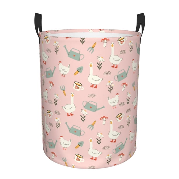 Fotbe Chicken And Goose Cesto de Ropa con Asas, Cesto Impermeable de Gran Capacidad, Bolsa de Lavado para Dormitorio, Cesto de Ropa con Ruedas y Asas-Small