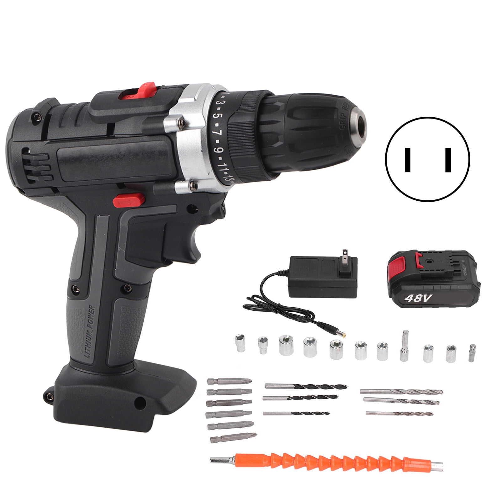 Cordless Drill Set Brushless Driver Kit Household Electric Screwdriver 48V AC 100‑240V