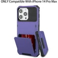 thumbnail image 5 of Wallet Case for iPhone 14 Pro Max Case with 4-Card Credit Card Holder Slot Shockproof Cover Hybrid Heavy Duty Protection Armor Phone Case Compatible with iPhone 14 Pro Max 5G 2022 -Purple, 5 of 12
