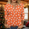 thumbnail image 2 of Fashion Fall Saving LiMoi Women's Seasonal Themed Blouse Featuring a Santa Print Three Quarter Sleeve V Neck Comfortable Tees Tshirts Tops Shirts My Items, 2 of 5