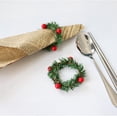 thumbnail image 4 of CoreLiving 1 Pc Small Artificial Red Berry Candle Rings Wreath, Festive Christmas Table Decoration for 3 Inch Pillar Taper Candles, Rustic Wedding Centerpiece, 4 of 4