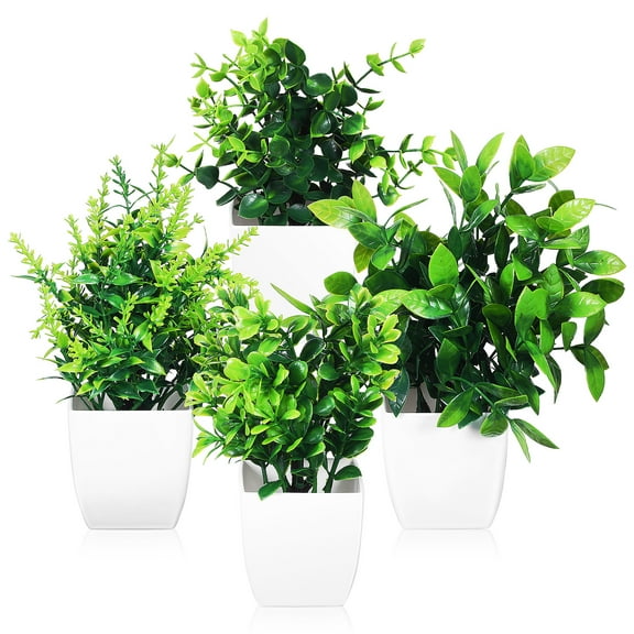 Raindrops 4-Piece Faux Potted Plants Assorted Colors Artificial Greenery Indoor Home Decor