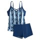 thumbnail image 4 of WILLBEST Traje de Baño de Manga Larga Para Mujer, Traje de Baño Tankini de Dos Piezas Con Tirantes, Top Con Pantalones Cortos, Traje de Baño de Playa Sexy de Talla Grande 1241, 4 of 8