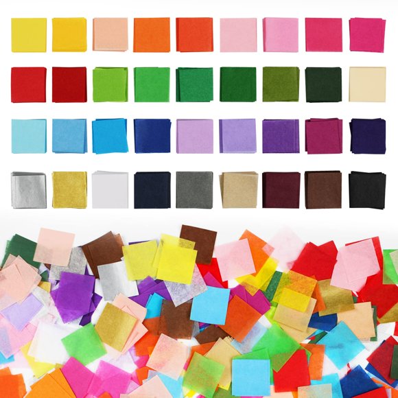 Cuadrados de papel de seda Simetufy 5400 unidades, 2,54 x 2,54 cm, 36 colores